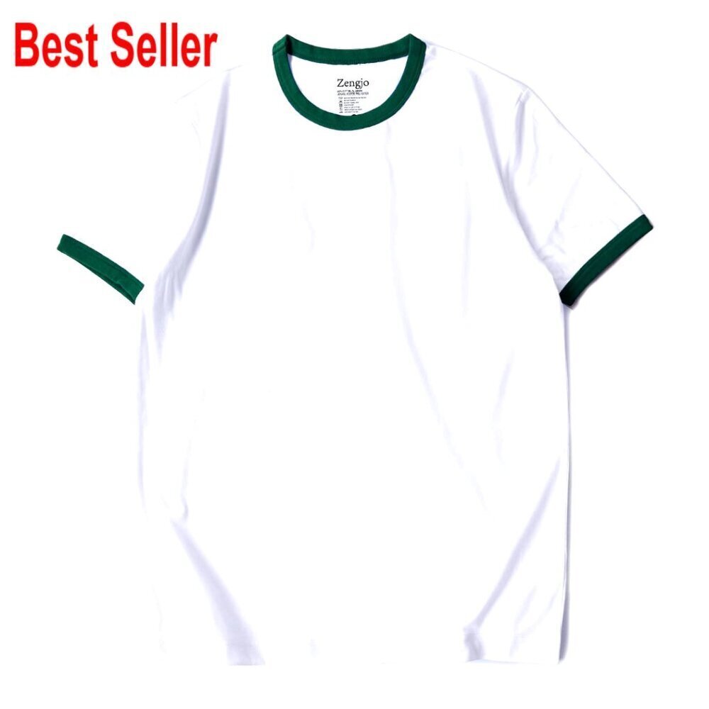 Men's Athletic Ringer Tee Poly Cotton Blend Tagless Sport Shirt